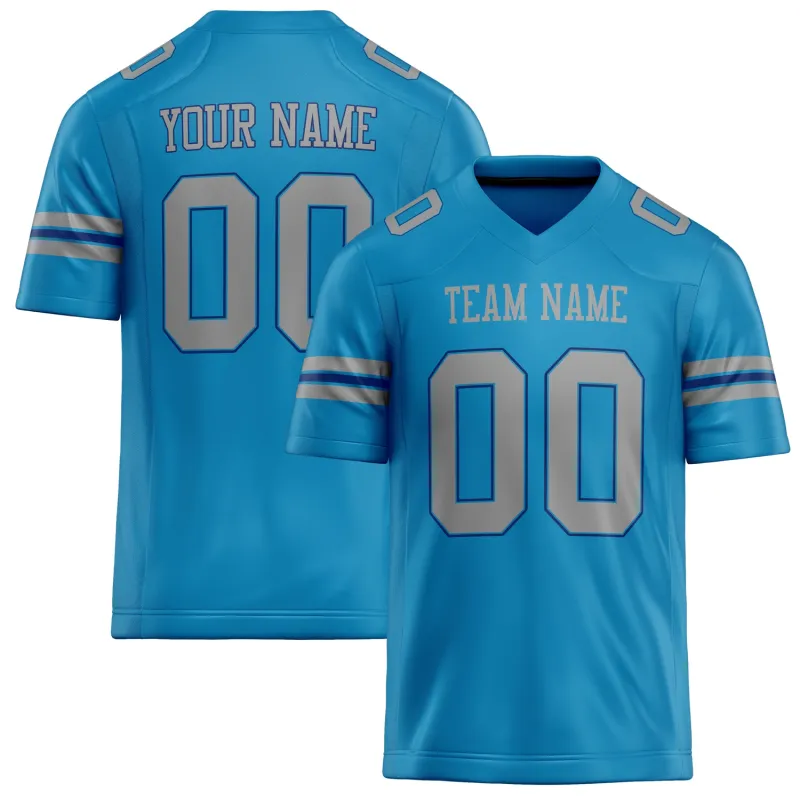 Custom Panther Blue gray Solid Colour Football Jersey sold by Tailorly