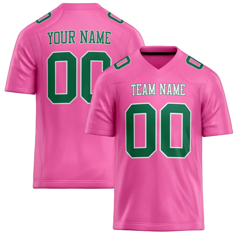 Custom Pink Kelly Green Solid Colour Football Jersey sold by Tailorly