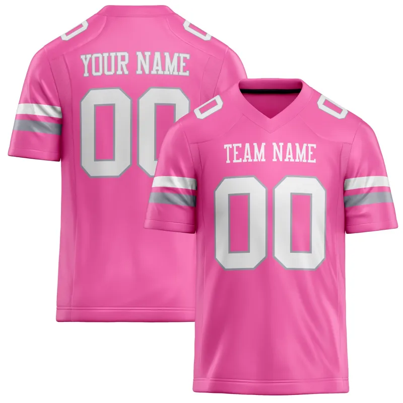 Custom Pink White Solid Colour Football Jersey sold by Tailorly