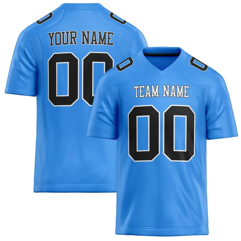Custom Powder Blue Black Solid Colour Football Jersey sold by Tailorly