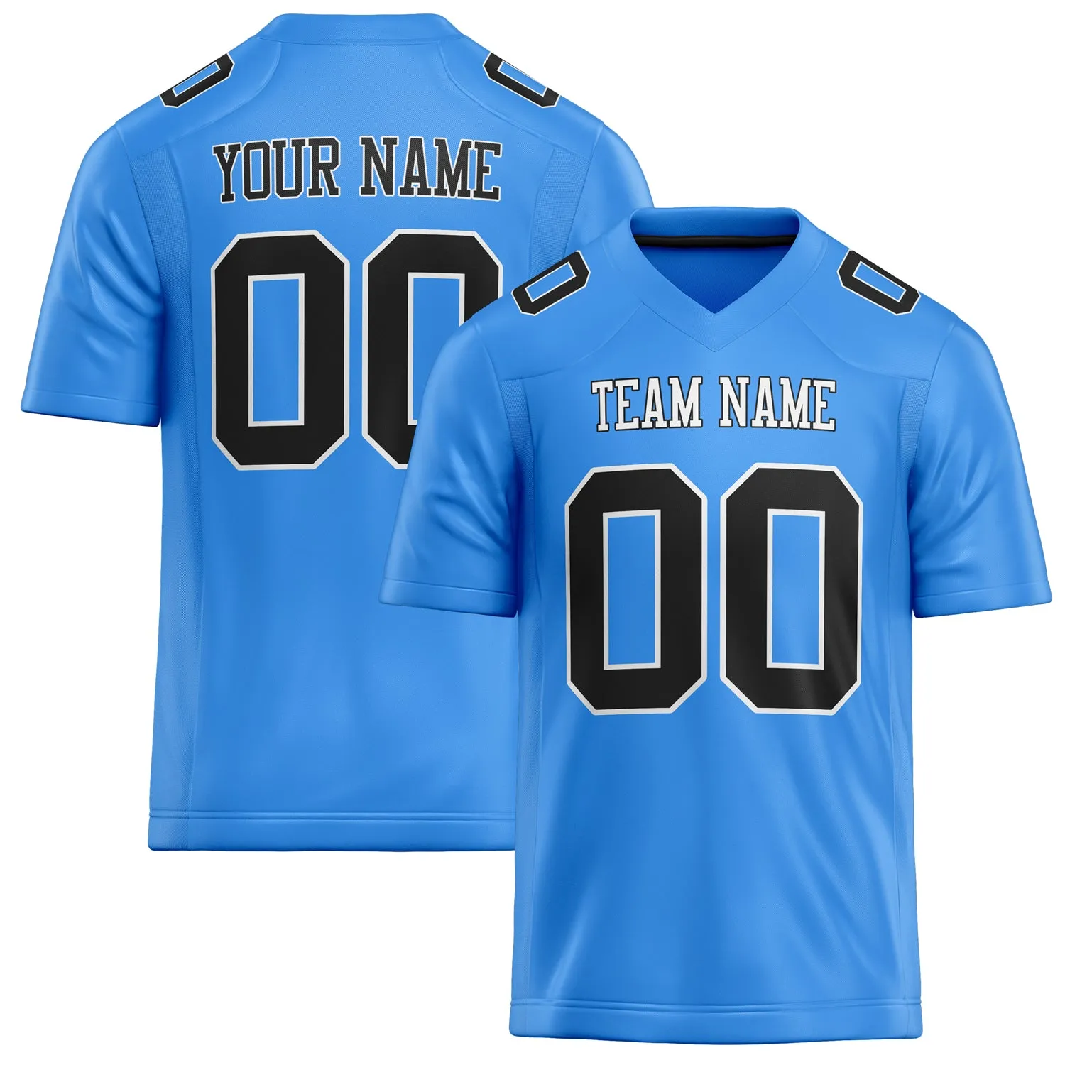 Custom Powder Blue Black Solid Colour Football Jersey sold by Tailorly