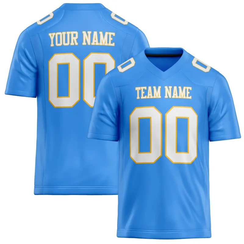 Custom Powder Blue White Solid Colour Football Jersey sold by Tailorly