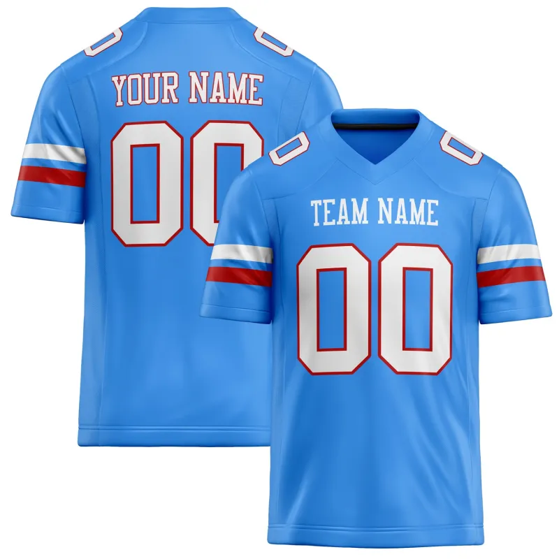 Custom Powder Blue White Solid Colour Football Jersey sold by Tailorly