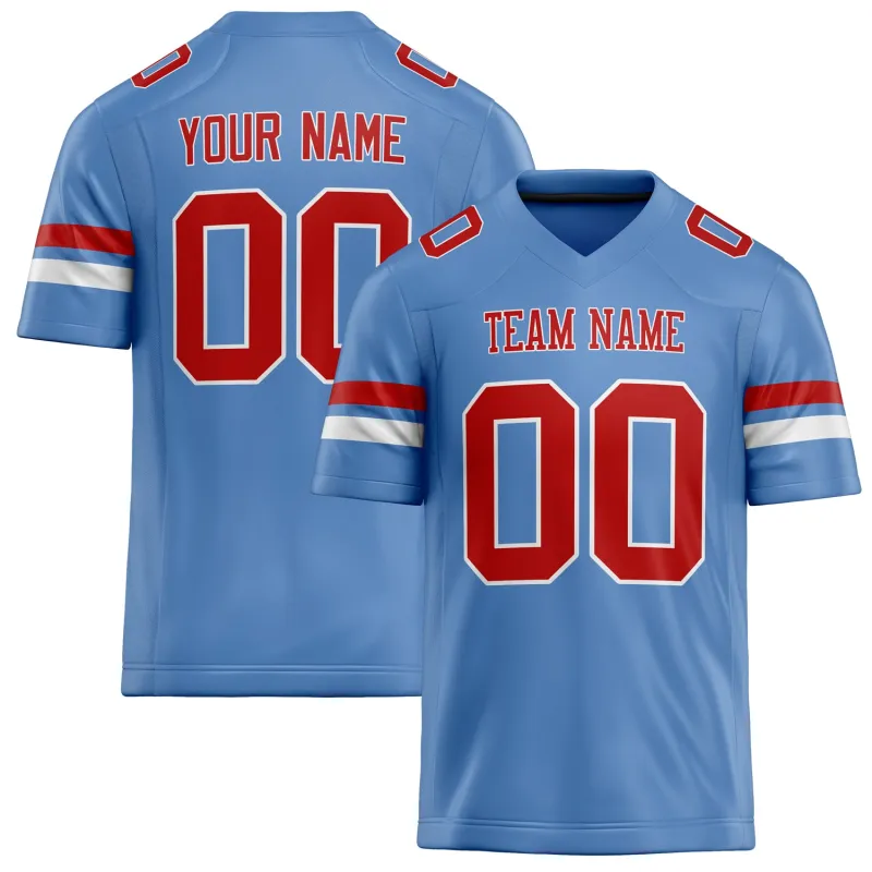 Custom Powder Blue red Solid Colour Football Jersey sold by Tailorly