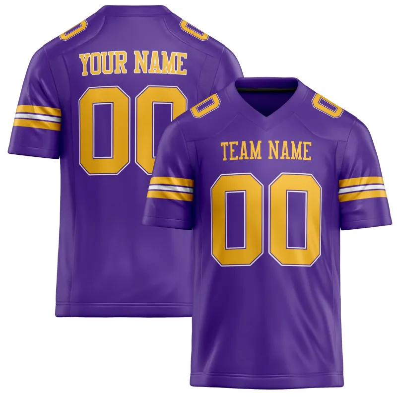 Custom Purple Gold Solid Colour Football Jersey sold by Tailorly