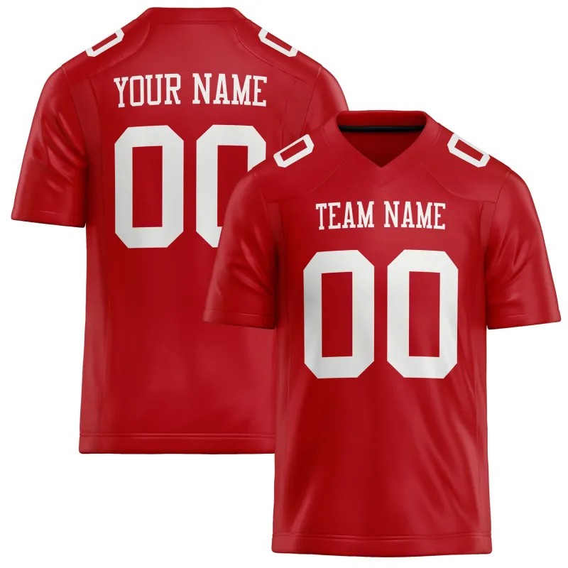 Custom Red White Solid Colour Football Jersey sold by Tailorly