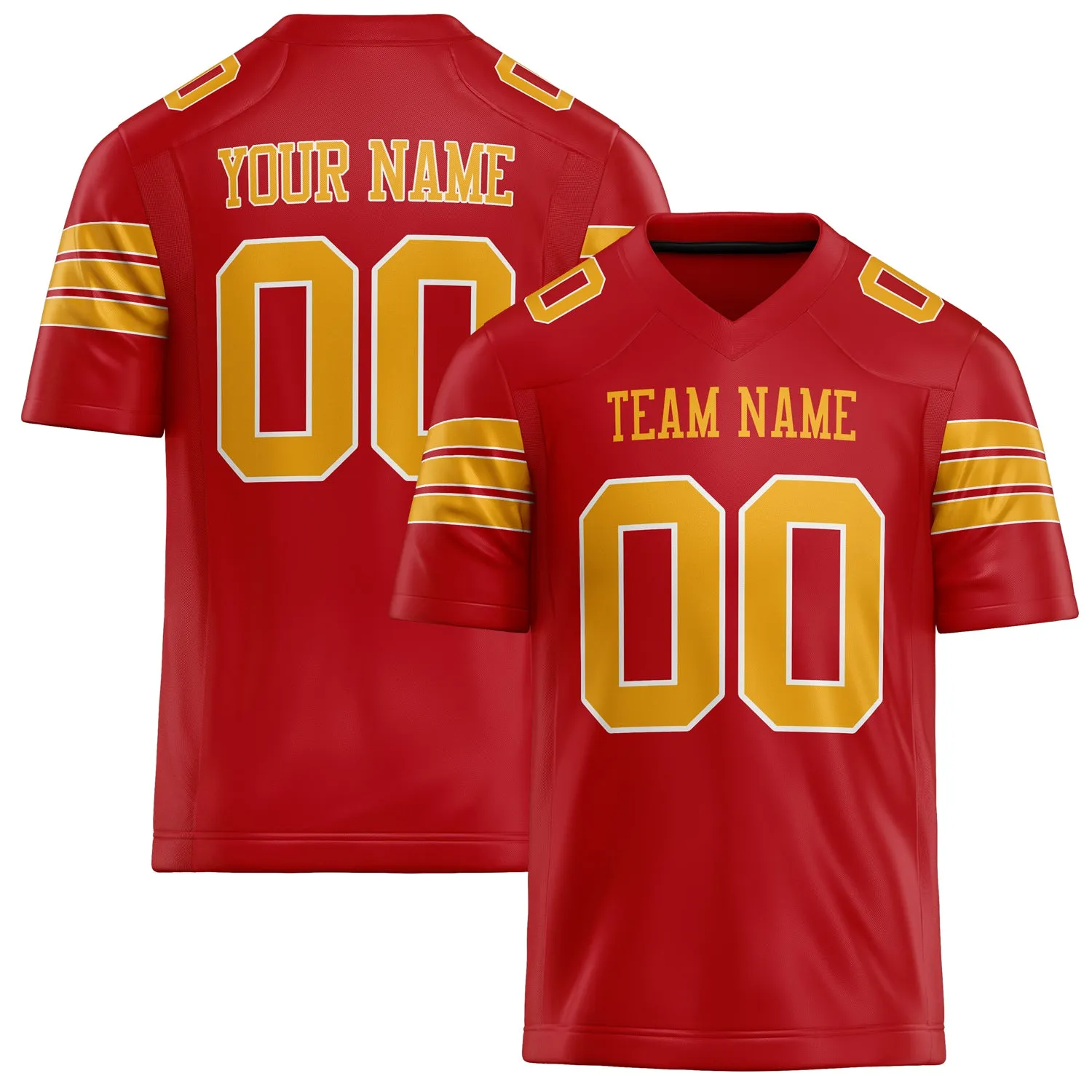 Custom Red Gold Solid Colour Football Jersey sold by Tailorly