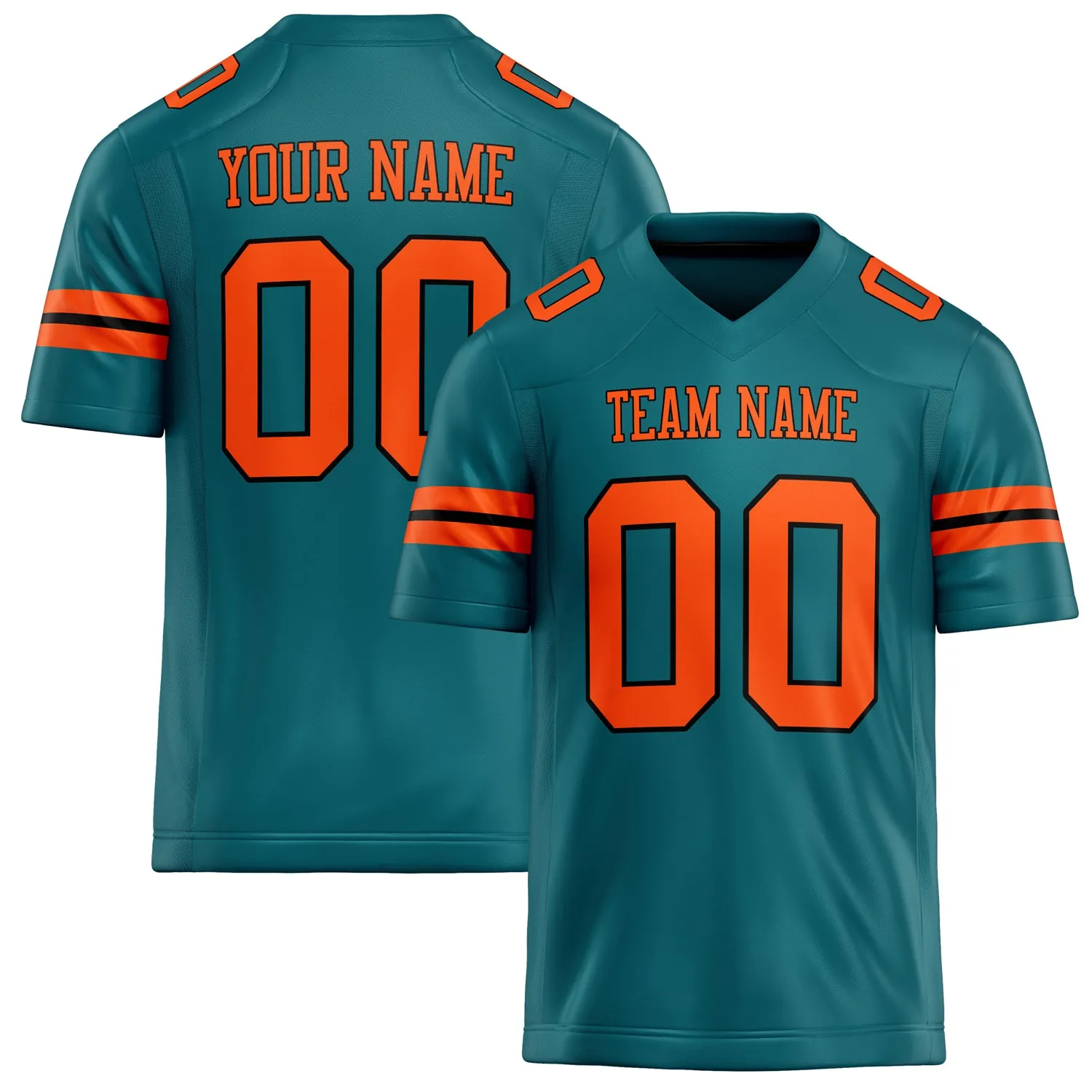 Custom Teal Orange Solid Colour Football Jersey sold by Tailorly