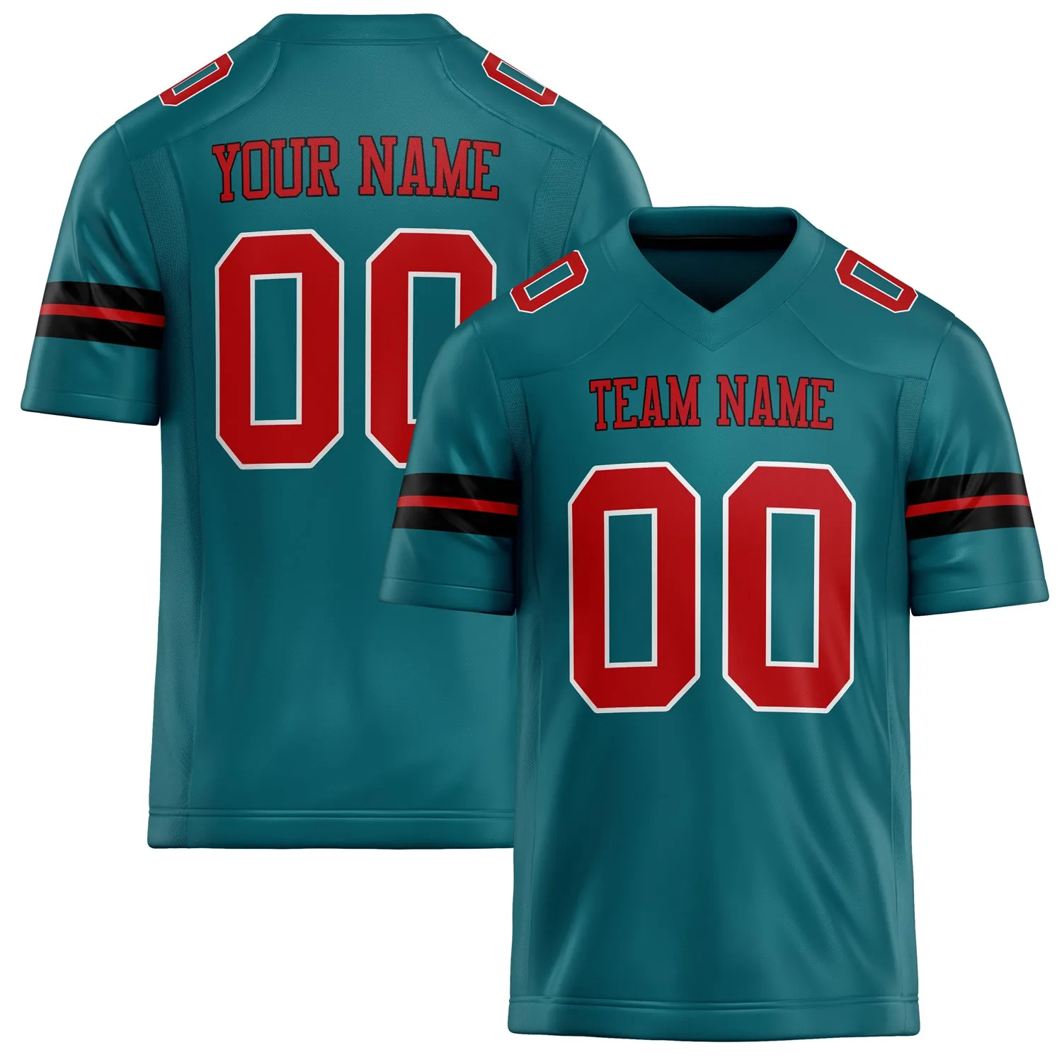 Custom Teal red Solid Colour Football Jersey sold by Tailorly