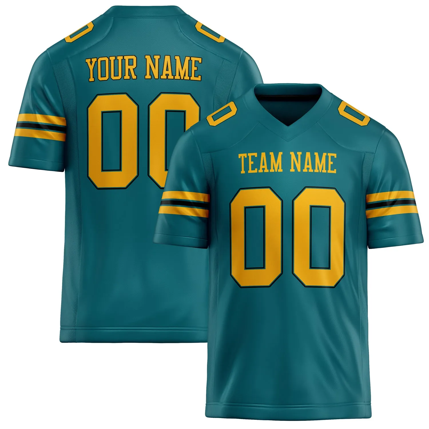 Custom Teal Gold Solid Colour Football Jersey sold by Tailorly