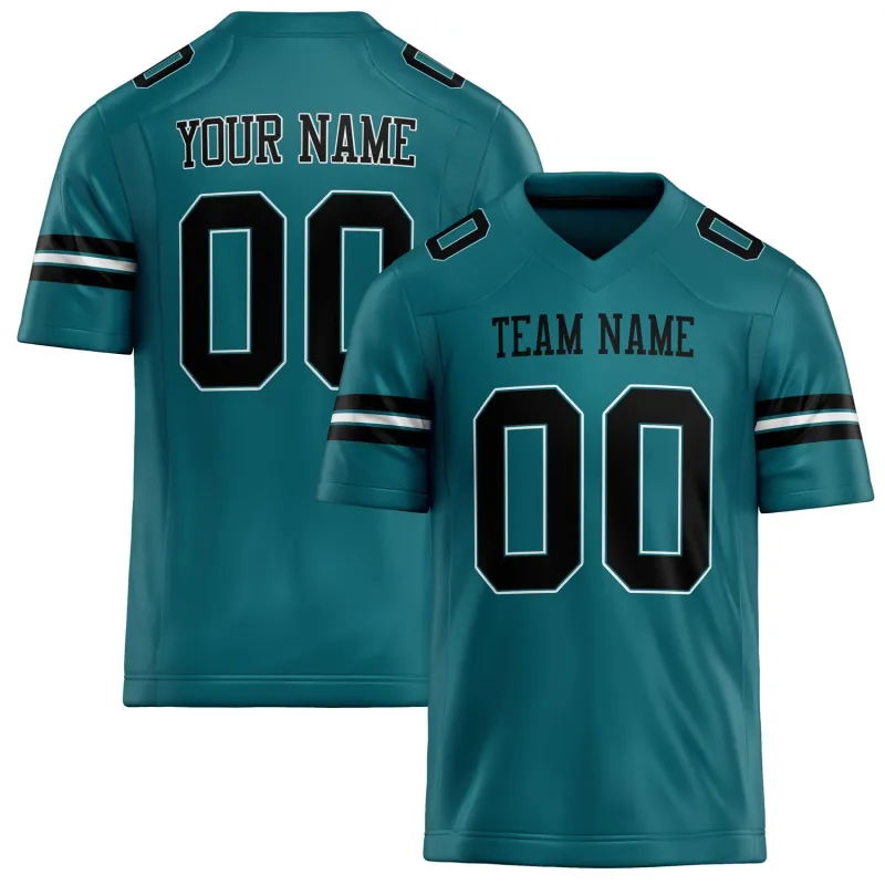 Custom Teal Black Solid Colour Football Jersey sold by Tailorly