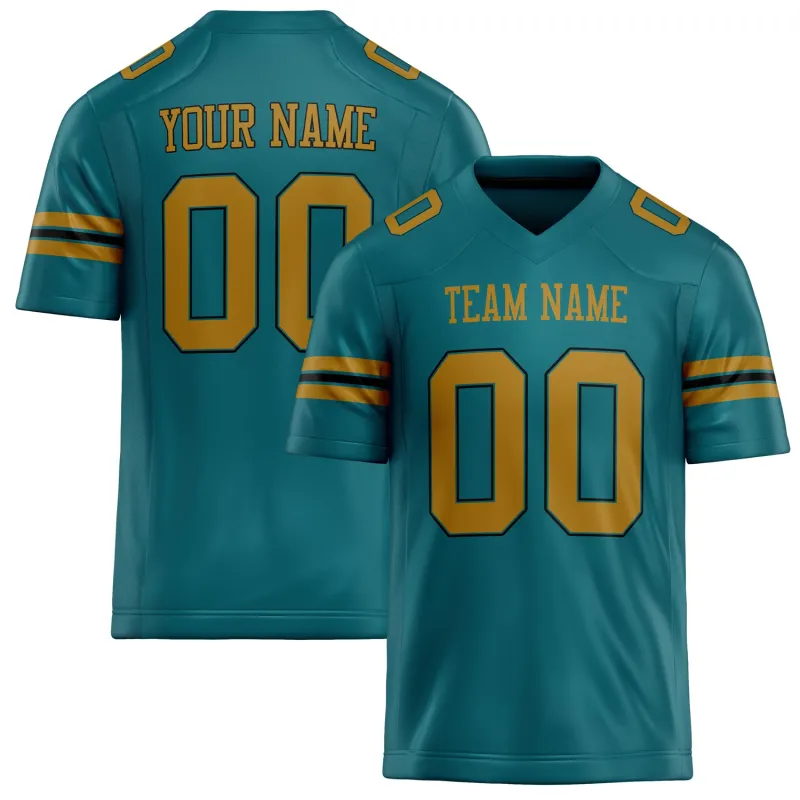 Custom Teal Old Gold Solid Colour Football Jersey sold by Tailorly