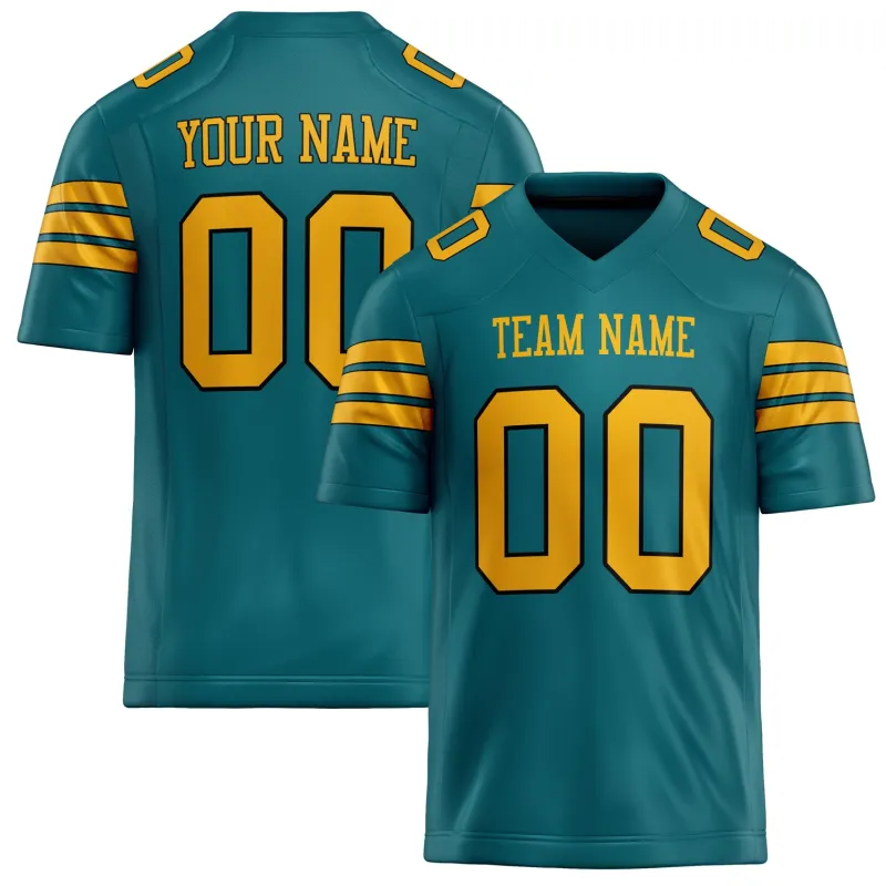 Custom Teal Gold Solid Colour Football Jersey sold by Tailorly