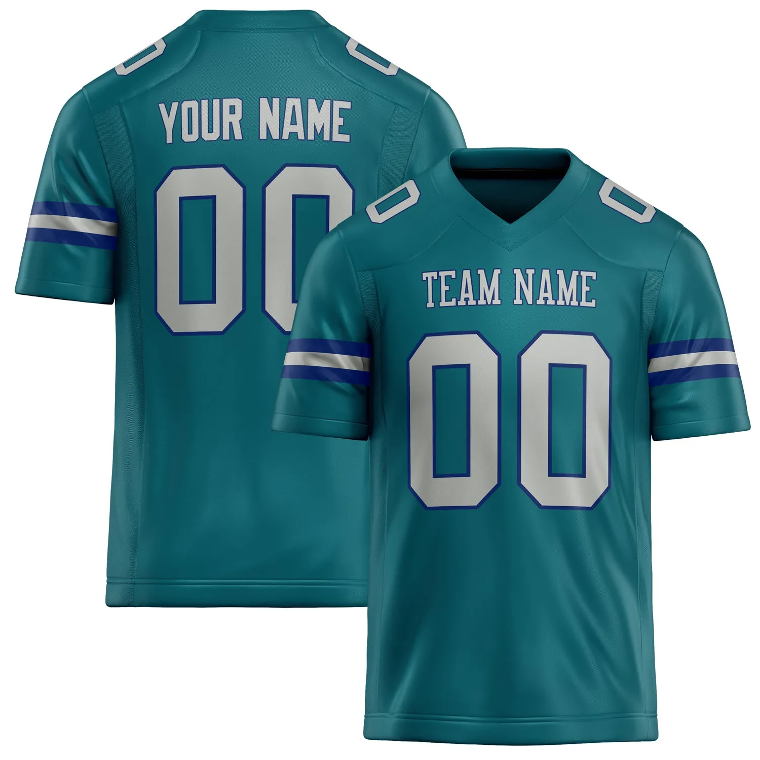 Custom Teal Gray Solid Colour Football Jersey sold by Tailorly