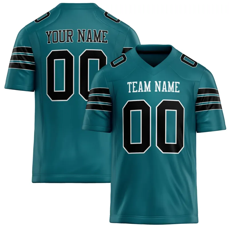 Custom Teal Black Solid Colour Football Jersey sold by Tailorly