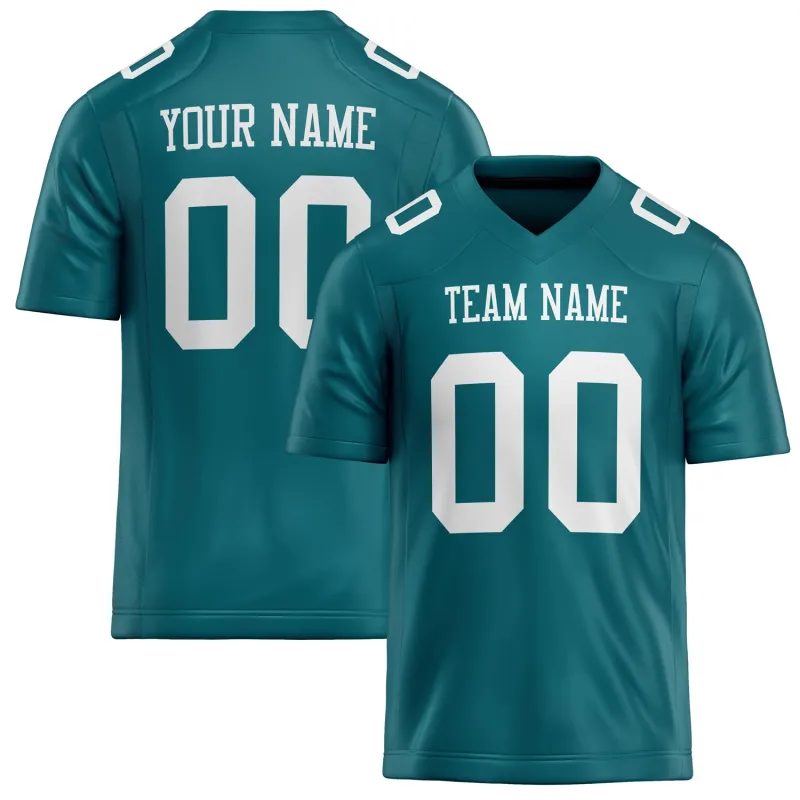 Custom Teal White Solid Colour Football Jersey sold by Tailorly