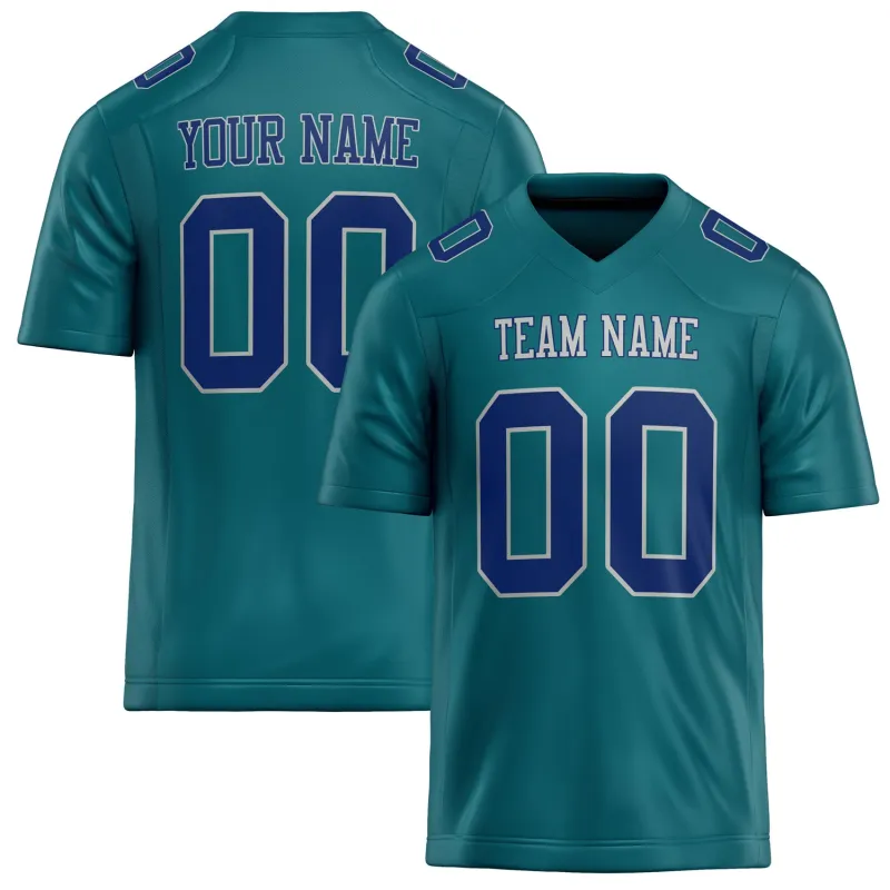 Custom Teal Royal Solid Colour Football Jersey made by Tailorly