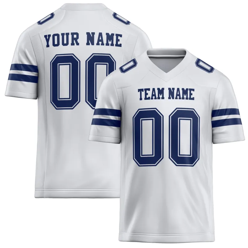 Custom White Navy Solid Colour Football Jersey sold by Tailorly