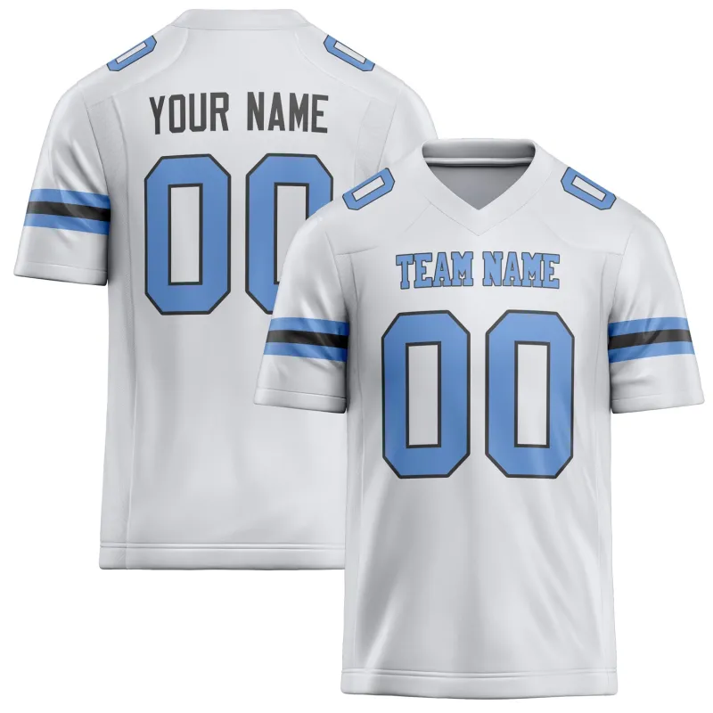 Custom White Light Blue Solid Colour Football Jersey sold by Tailorly