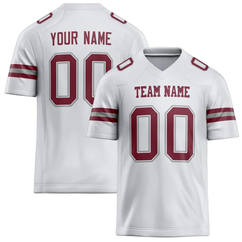 Custom White Maroon Solid Colour Football Jersey sold by Tailorly