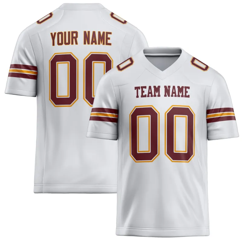 Custom White Maroon Solid Colour Football Jersey sold by Tailorly