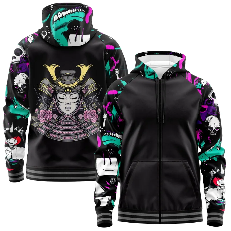 Geisha Samurai Zip Up Hoodies sold by Tailorly