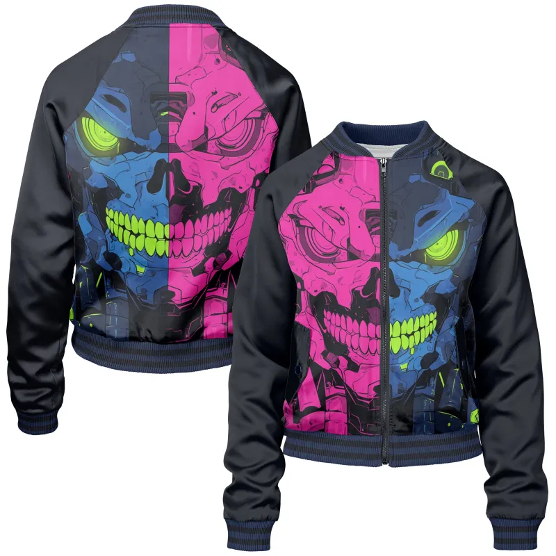 Robotic Skull Women bomber jacket sold by Tailorly