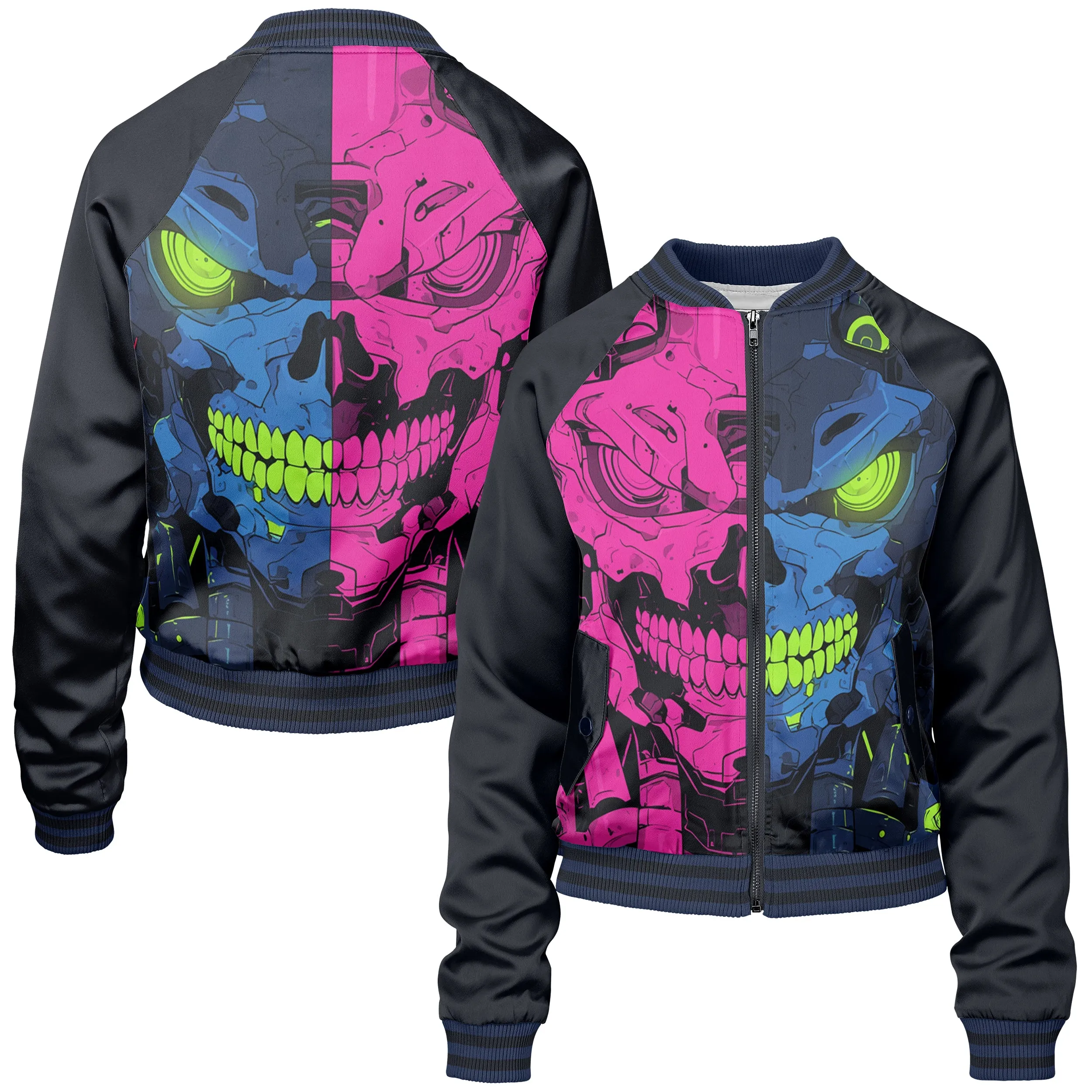 Robotic Skull Women bomber jacket sold by Tailorly