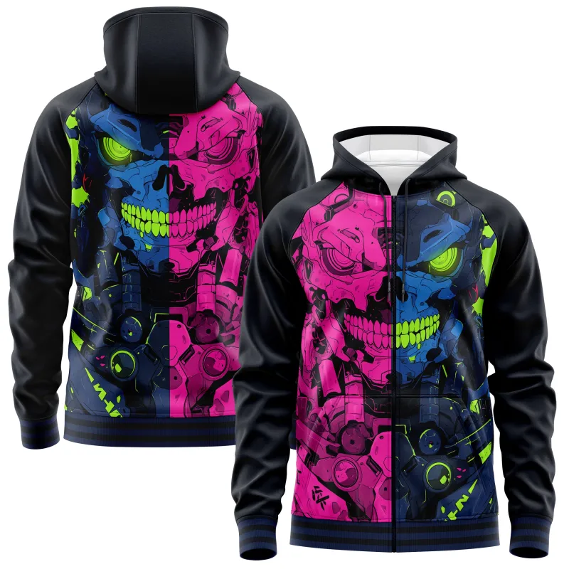 Robotic Skull Zip Up Hoodies sold by Tailorly