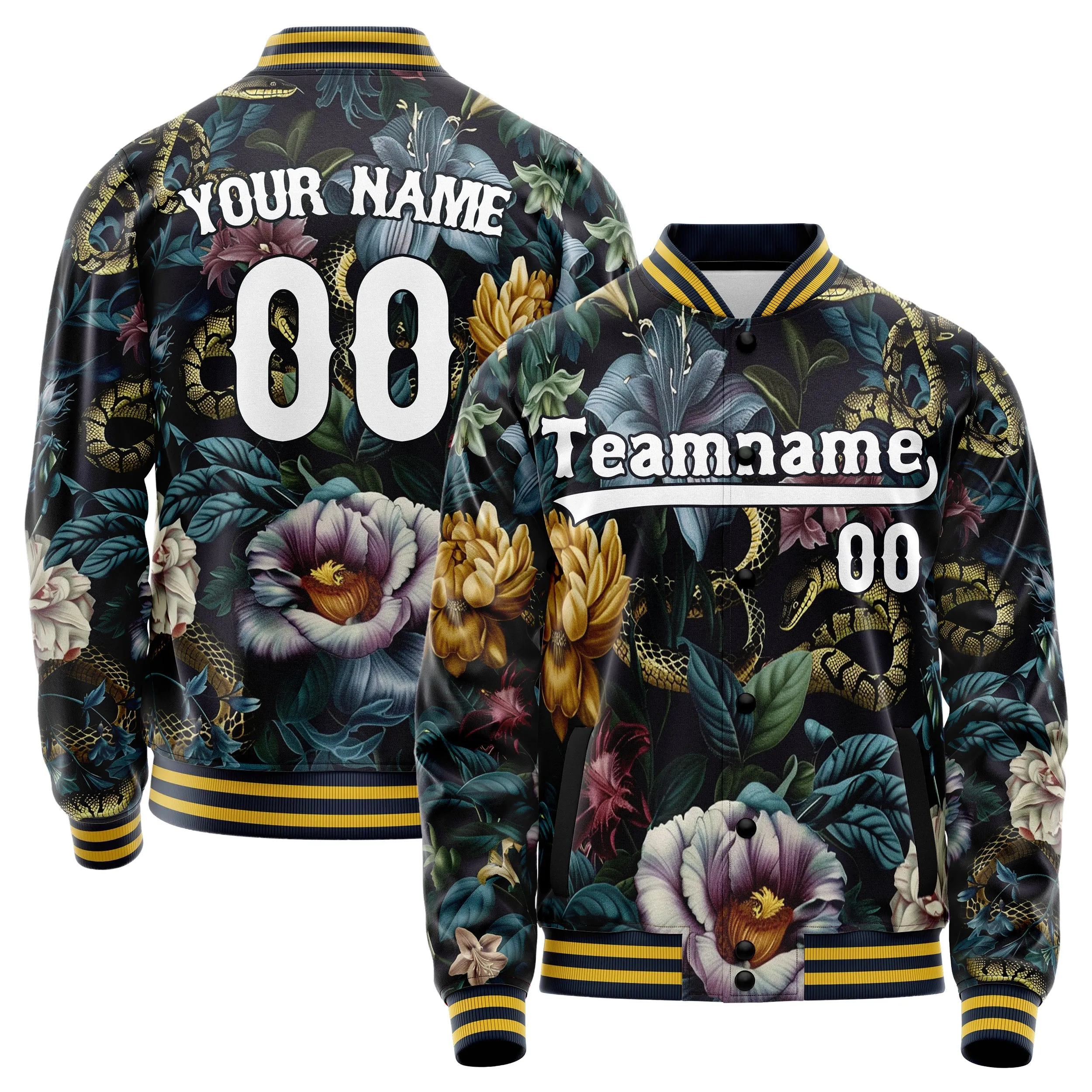 Custom Flowers and Snake Jacket sold by Tailorly