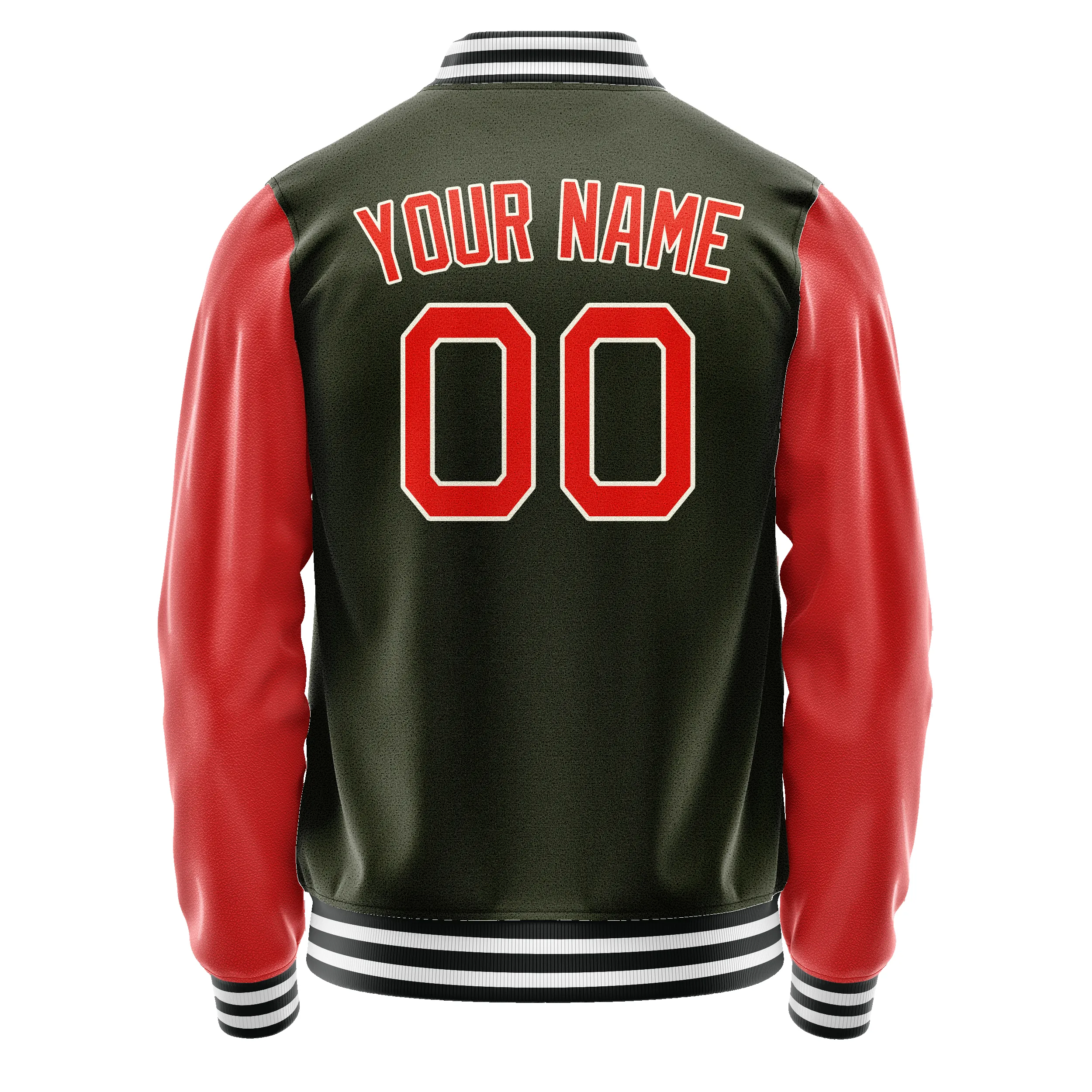 Custom Olive Orange Solid Color Varsity Letterman Jacket sold by Tailorly product image thumbnail 3