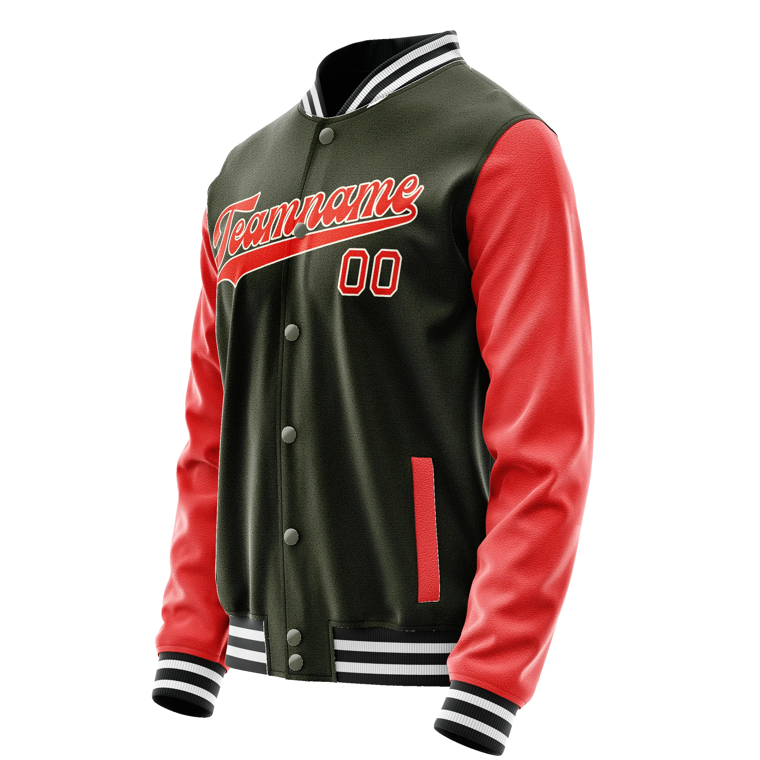 Custom Olive Orange Solid Color Varsity Letterman Jacket sold by Tailorly product image thumbnail 4