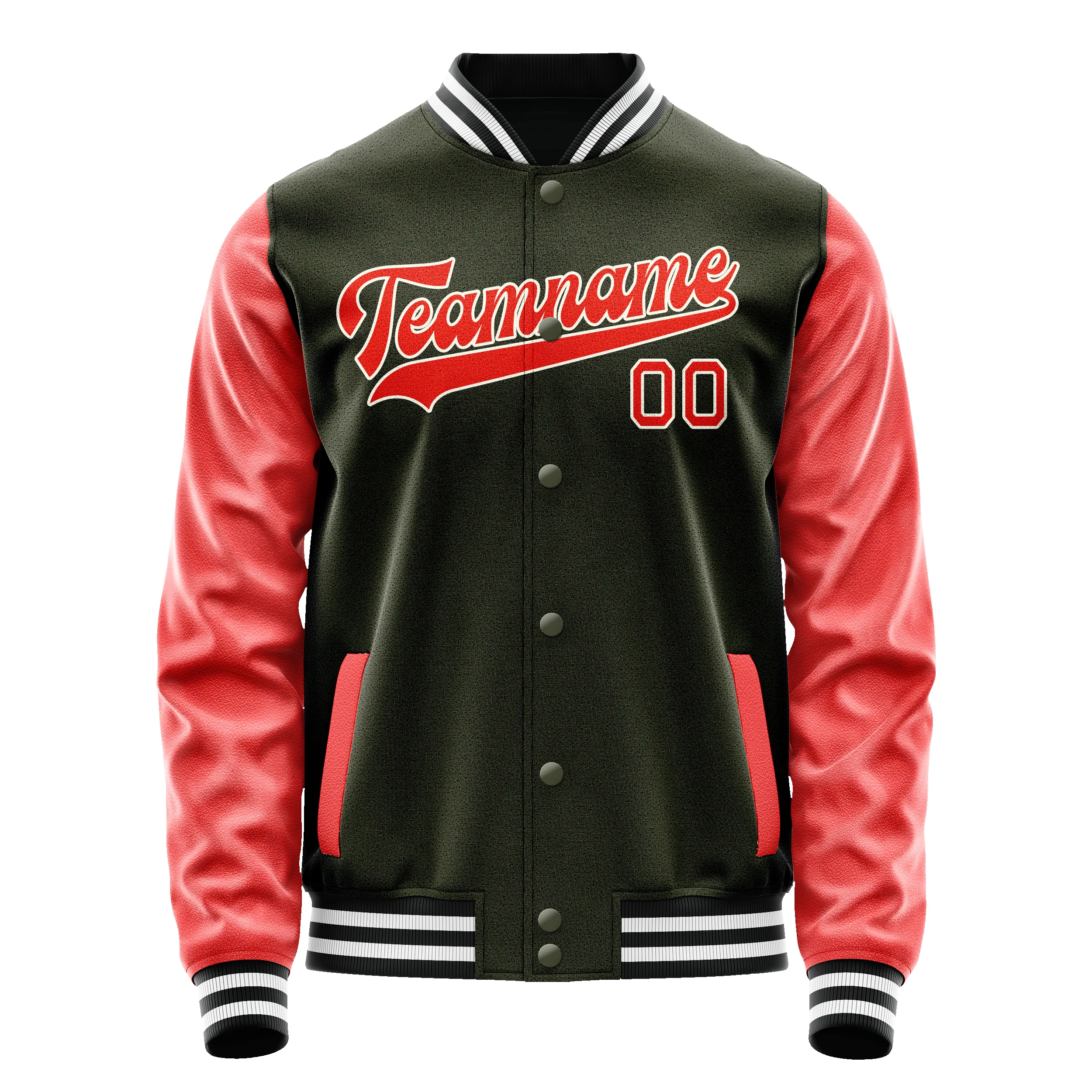Custom Olive Orange Solid Color Varsity Letterman Jacket sold by Tailorly product image thumbnail 2