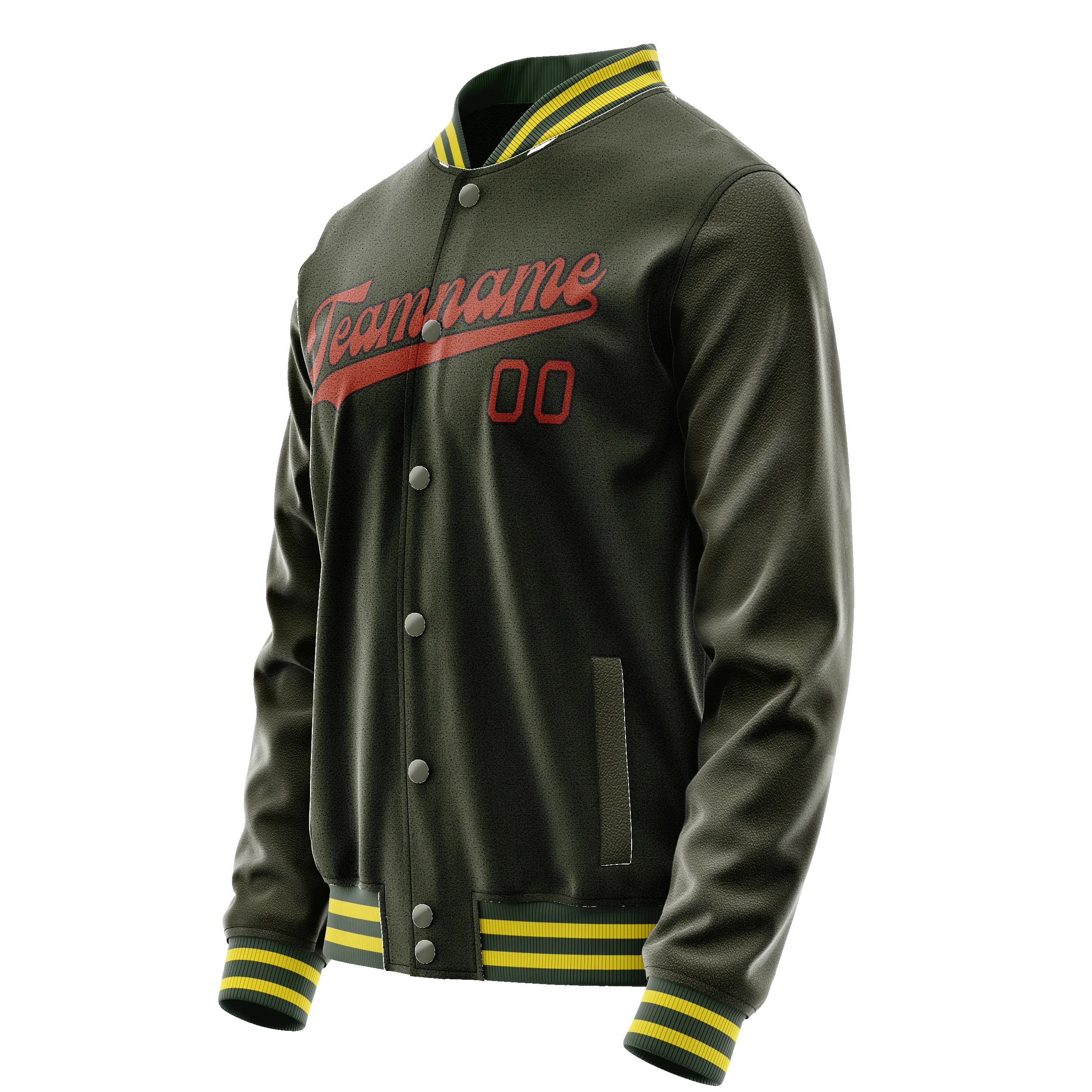 Custom Olive Orange Solid Color Varsity Letterman Jacket sold by Tailorly product image thumbnail 4