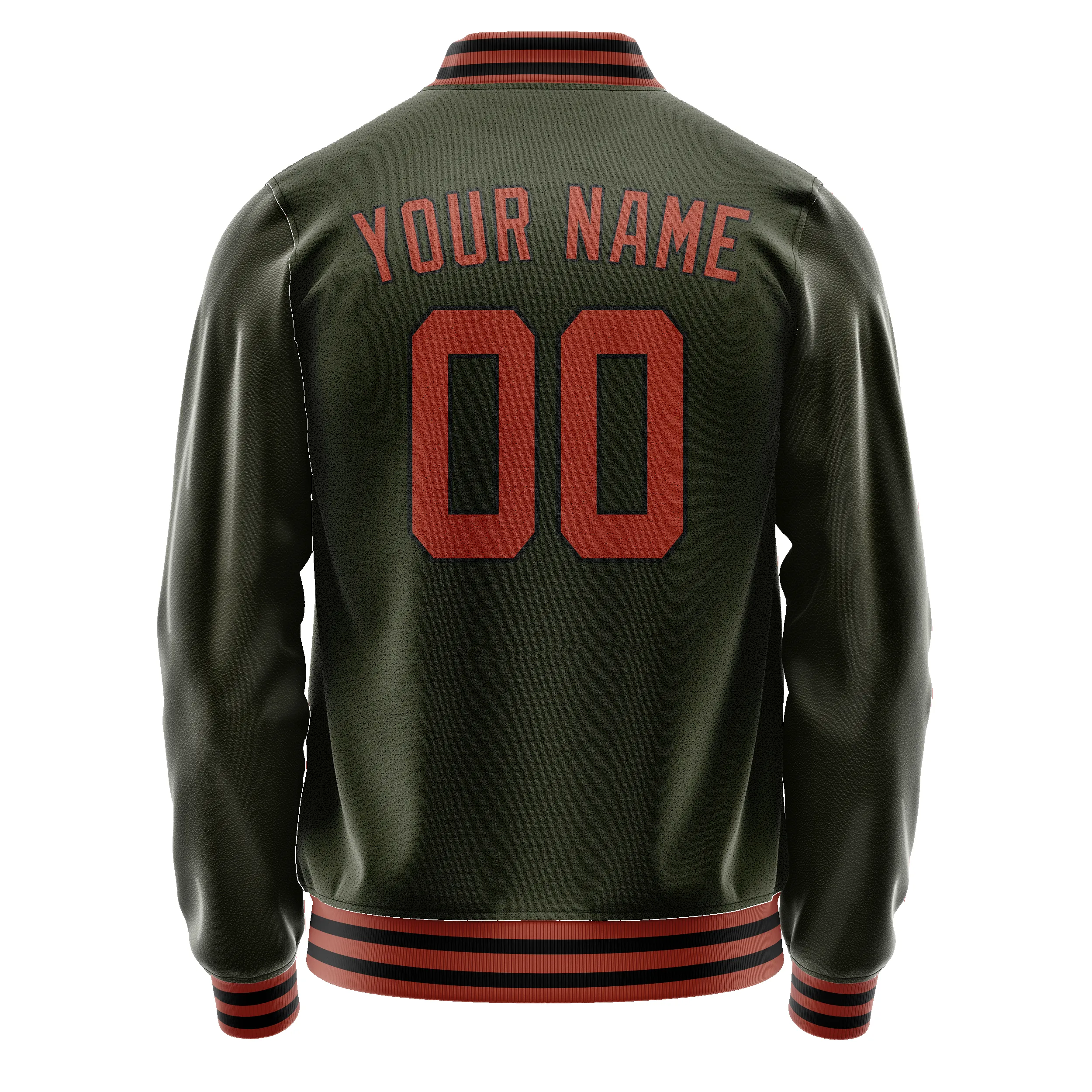 Custom Olive Red Solid Color Varsity Letterman Jacket sold by Tailorly product image thumbnail 3