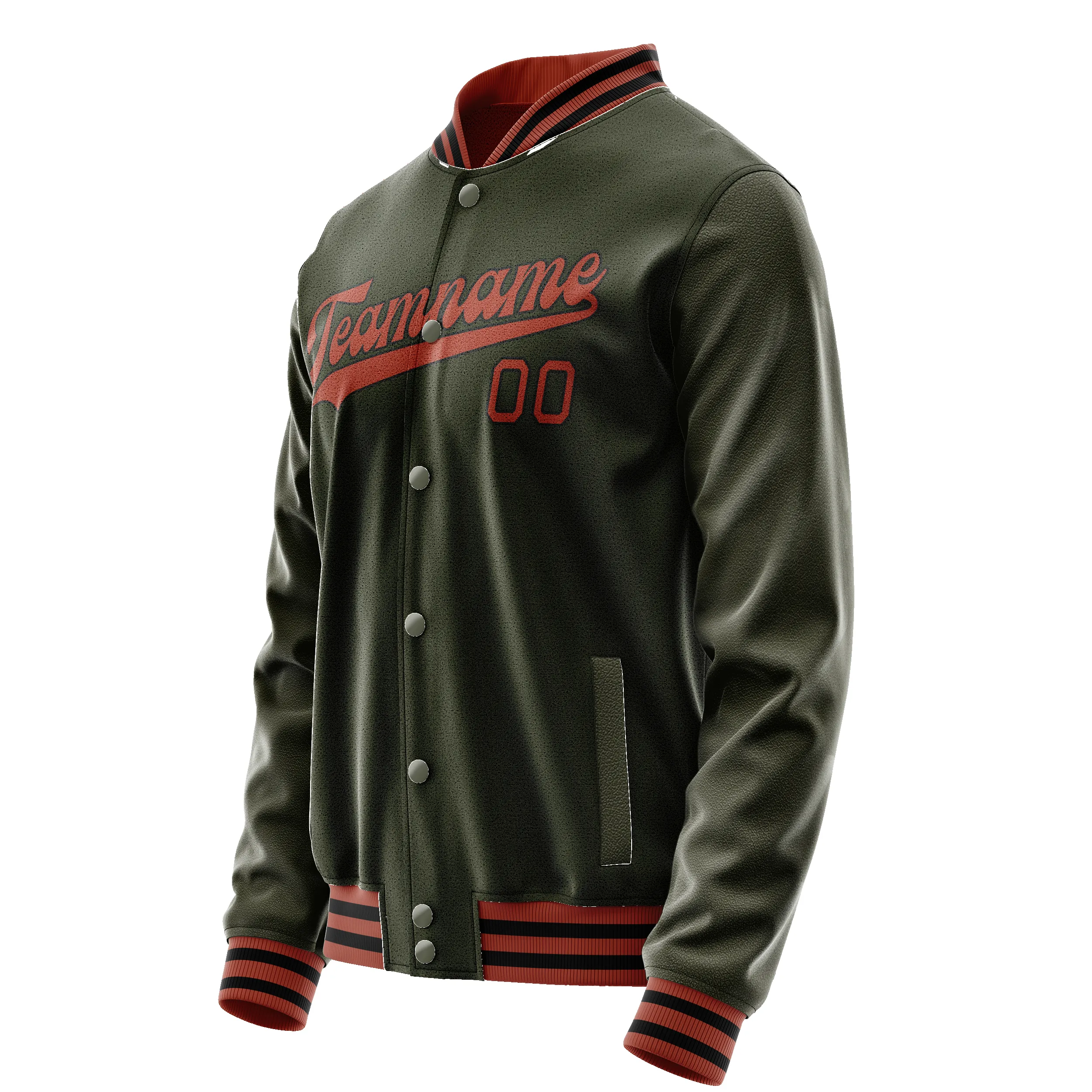 Custom Olive Red Solid Color Varsity Letterman Jacket sold by Tailorly product image thumbnail 4