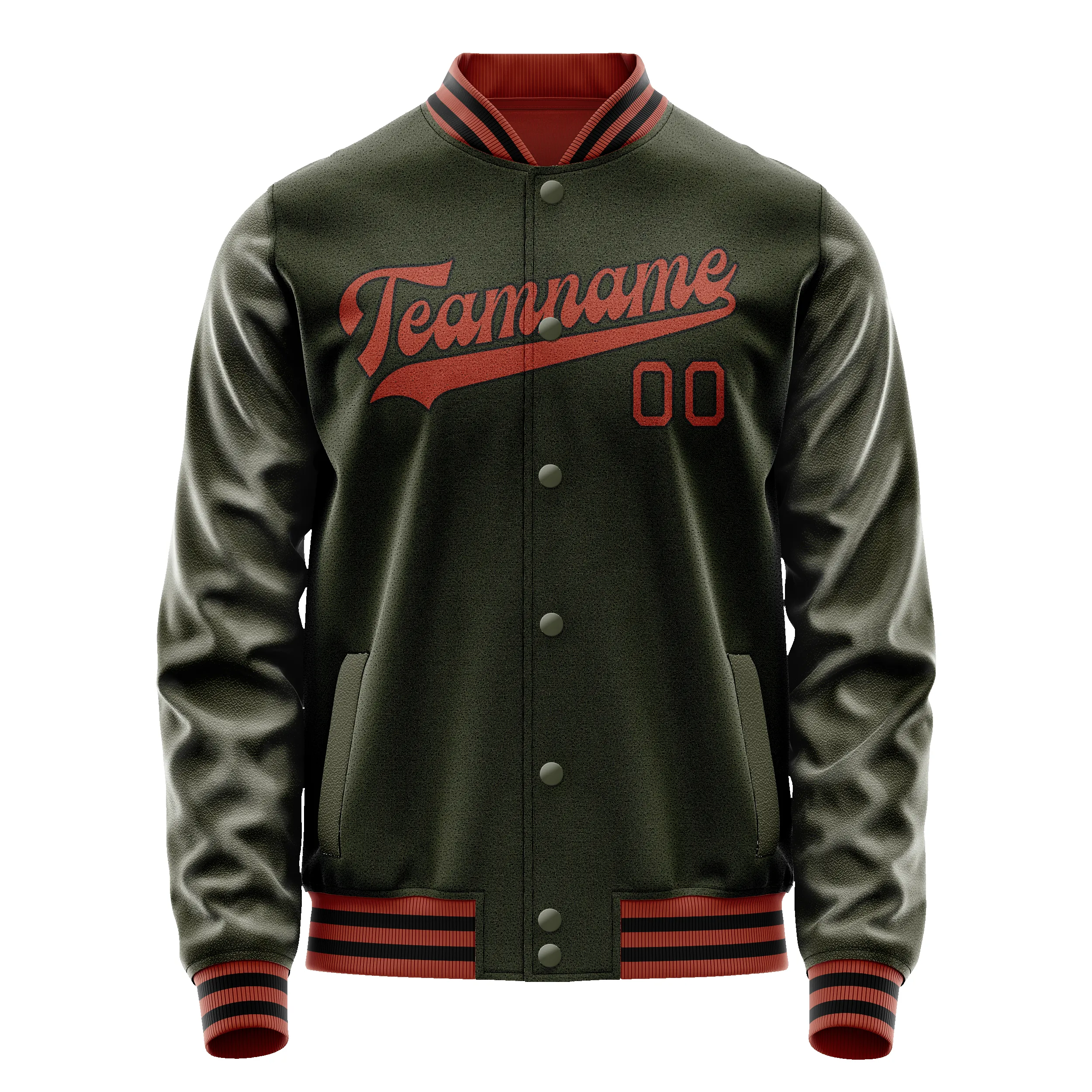 Custom Olive Red Solid Color Varsity Letterman Jacket sold by Tailorly product image thumbnail 2