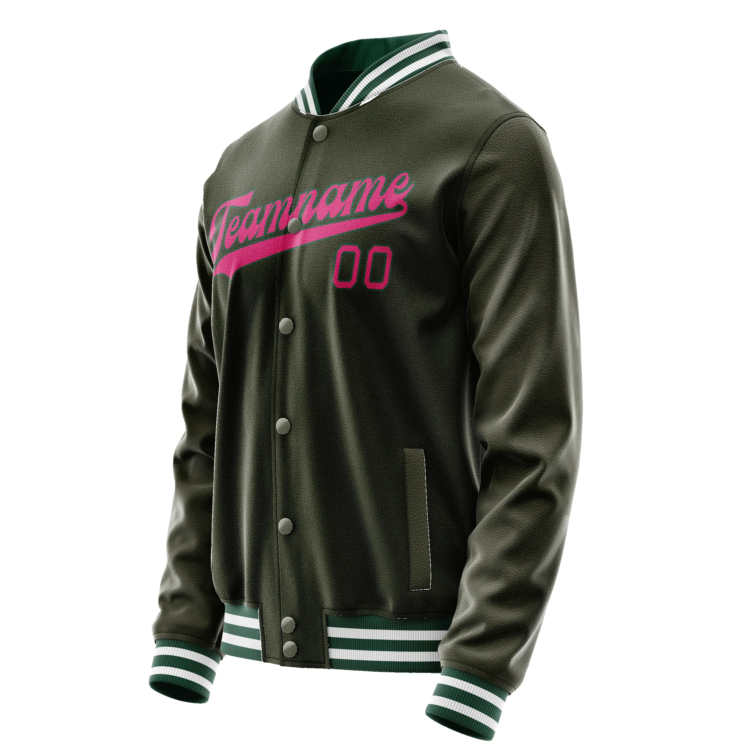 Custom Olive Pink Solid Color Varsity Letterman Jacket sold by Tailorly product image thumbnail 4