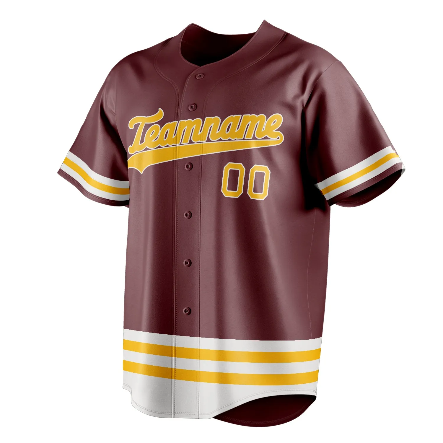Custom Burgundy & Gold Double Stripe Fan Baseball Jersey sold by Tailorly product image thumbnail 3