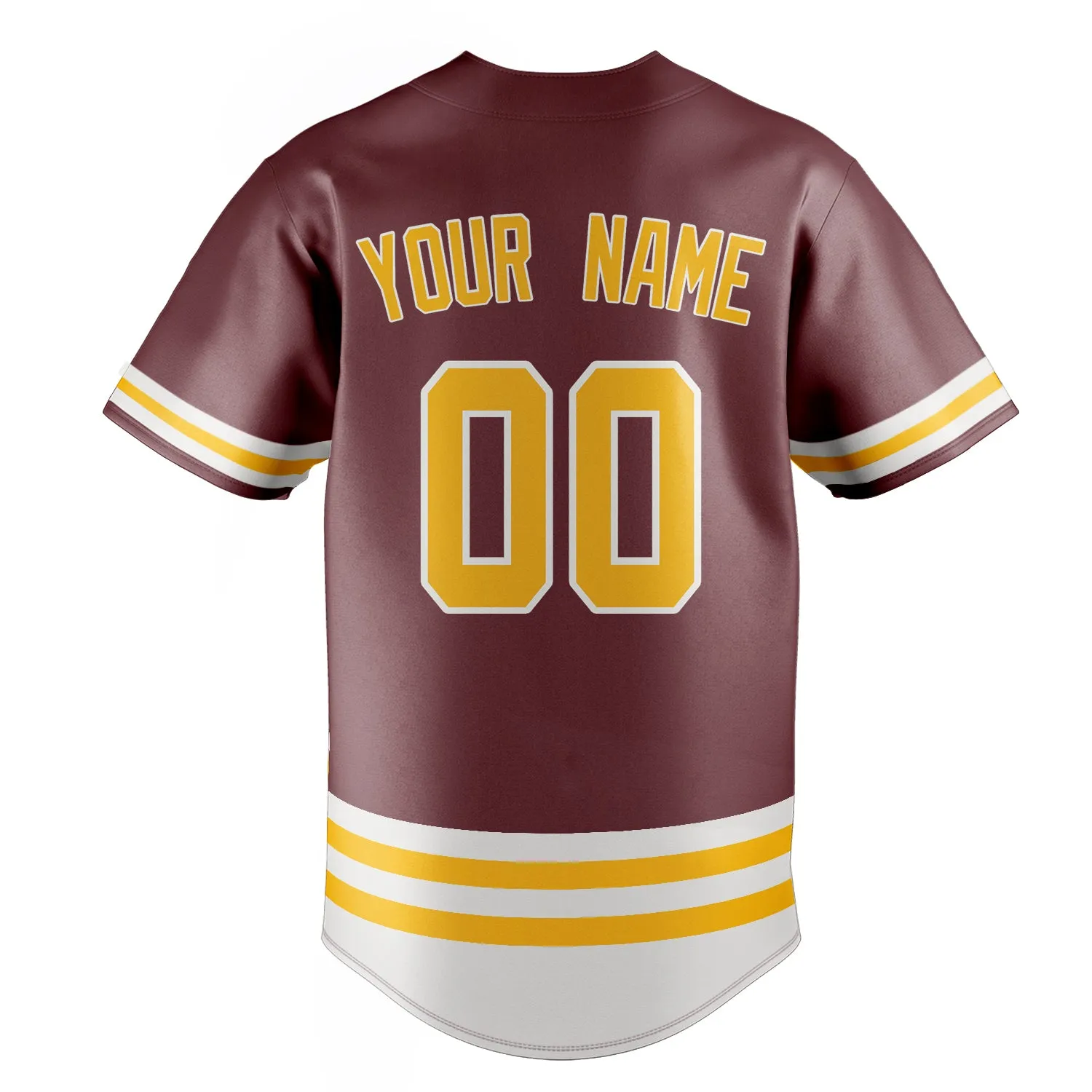 Custom Burgundy & Gold Double Stripe Fan Baseball Jersey sold by Tailorly product image thumbnail 4