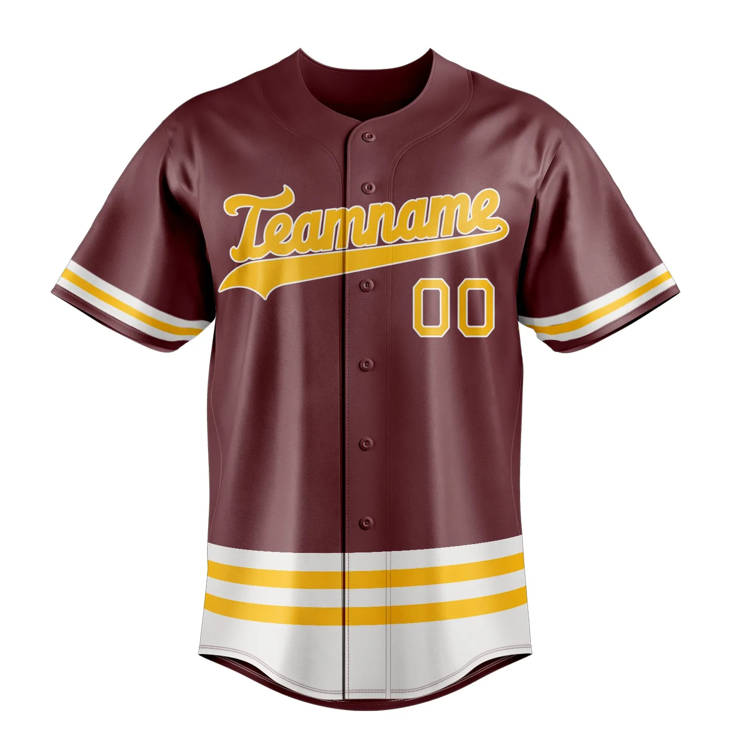 Custom Burgundy & Gold Double Stripe Fan Baseball Jersey sold by Tailorly product image thumbnail 2