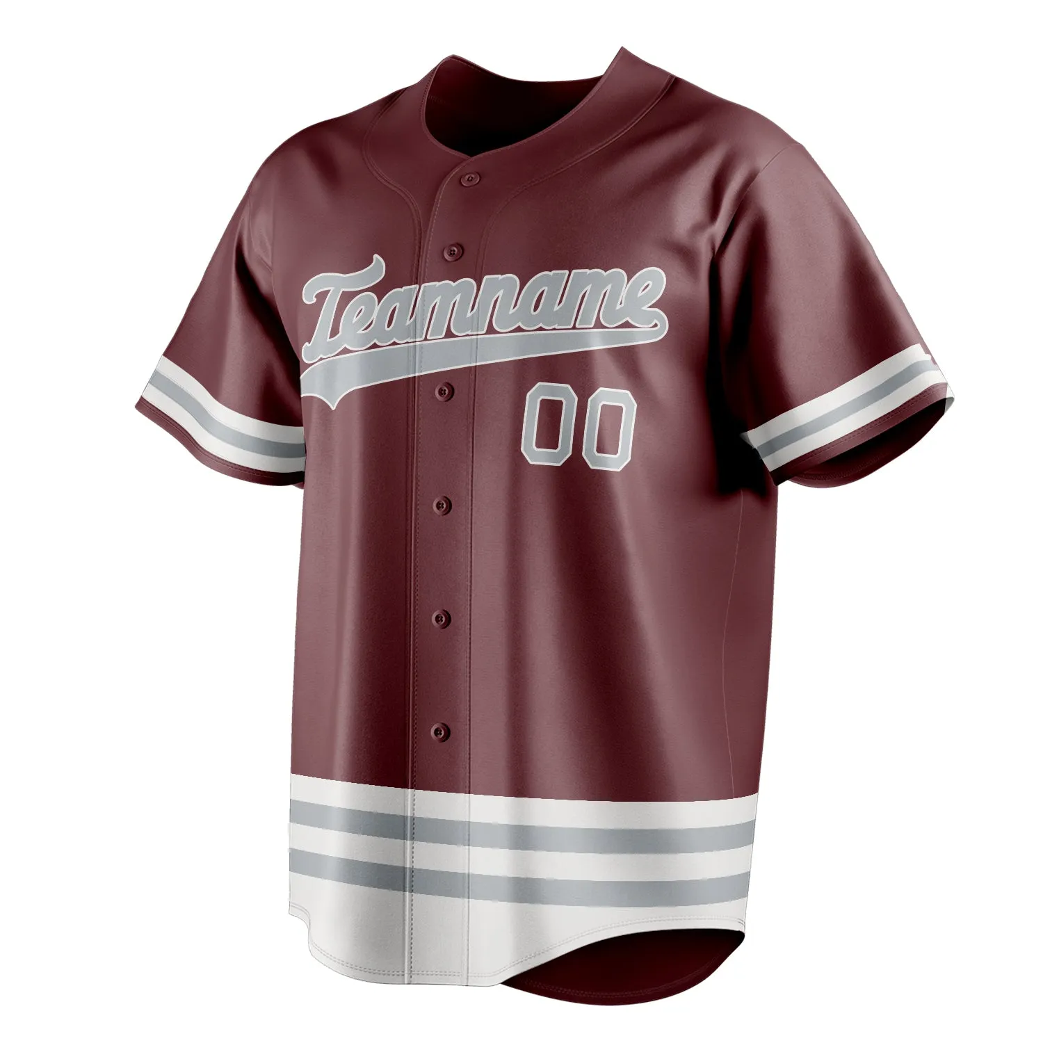 Custom Burgundy & Gray Double Stripe Fan Baseball Jersey sold by Tailorly product image thumbnail 3