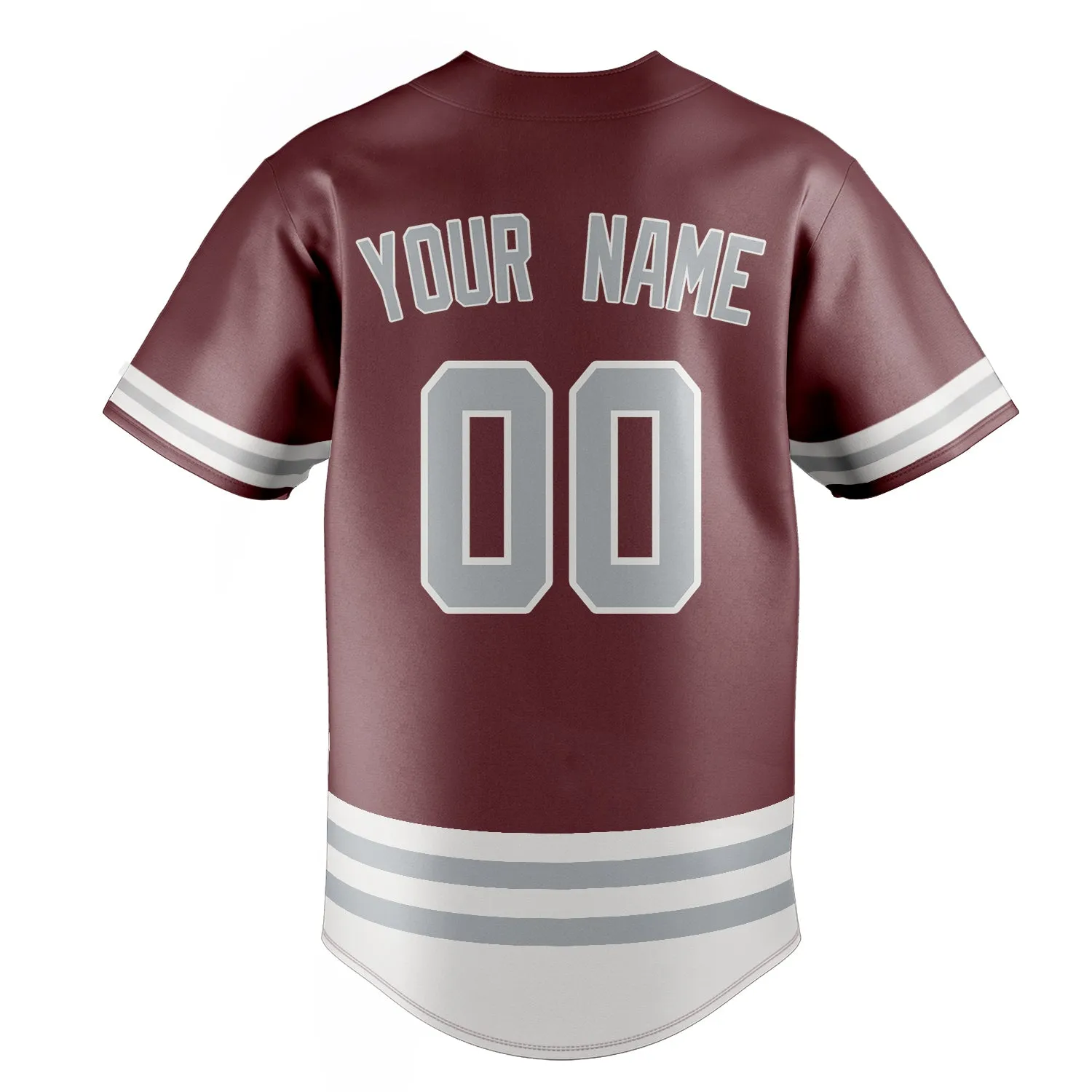 Custom Burgundy & Gray Double Stripe Fan Baseball Jersey sold by Tailorly product image thumbnail 4
