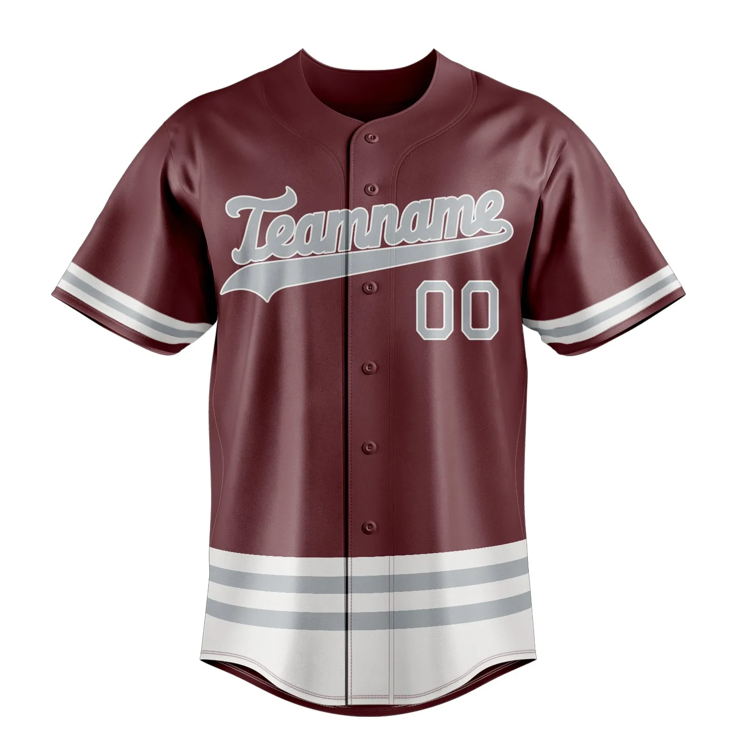 Custom Burgundy & Gray Double Stripe Fan Baseball Jersey sold by Tailorly product image thumbnail 2
