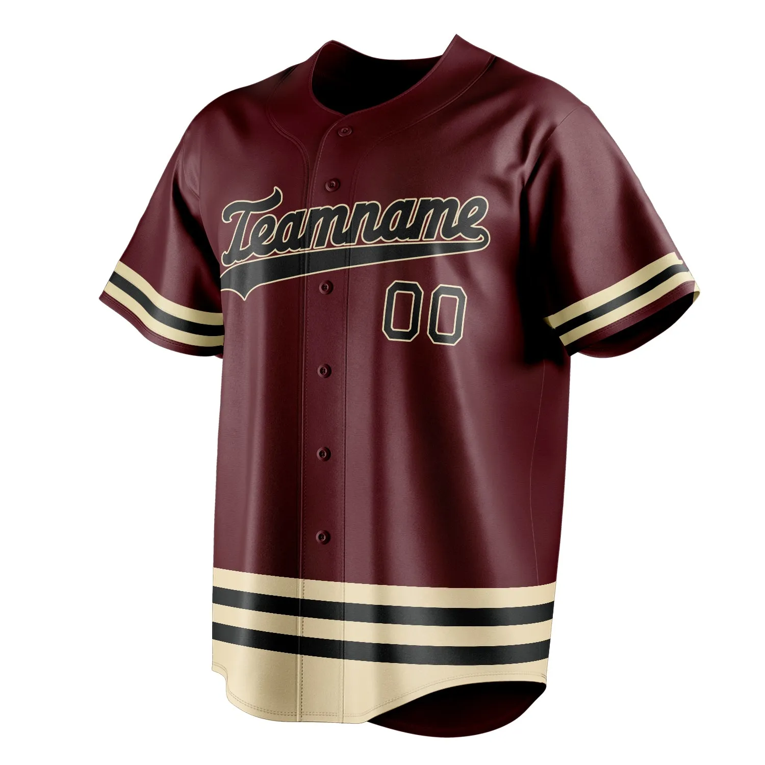 Custom Burgundy & Black Double Stripe Fan Baseball Jersey sold by Tailorly product image thumbnail 3