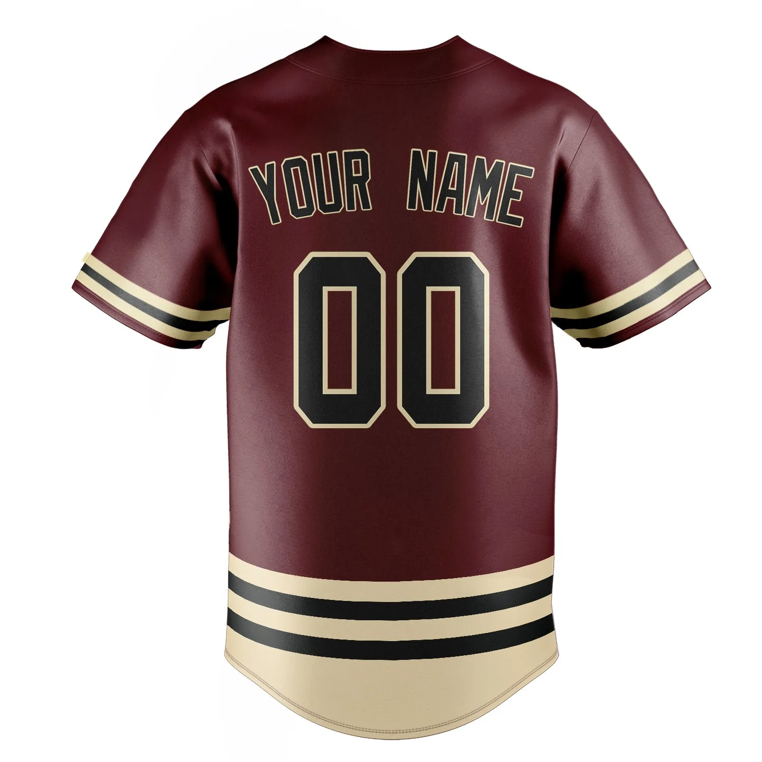 Custom Burgundy & Black Double Stripe Fan Baseball Jersey sold by Tailorly product image thumbnail 4