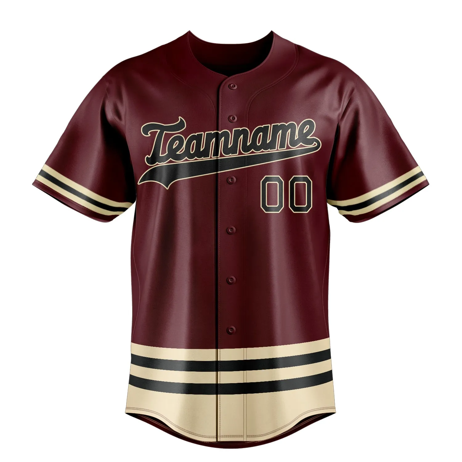 Custom Burgundy & Black Double Stripe Fan Baseball Jersey sold by Tailorly product image thumbnail 2