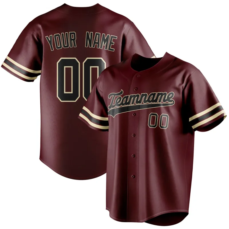 Custom Burgundy & Black Color Fan Baseball Jersey sold by Tailorly
