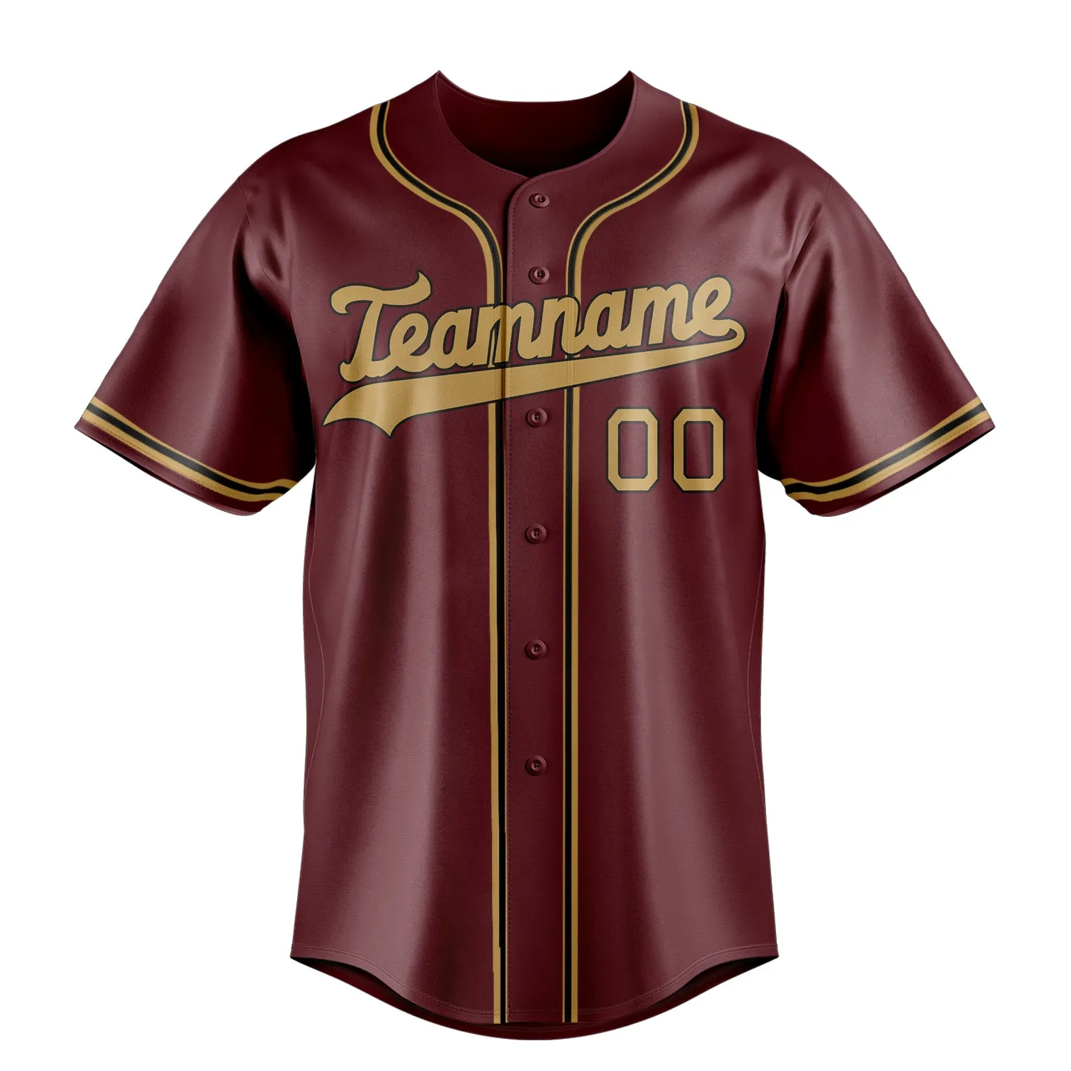Custom Burgundy & Old Gold Color Fan Baseball Jersey sold by Tailorly product image thumbnail 2