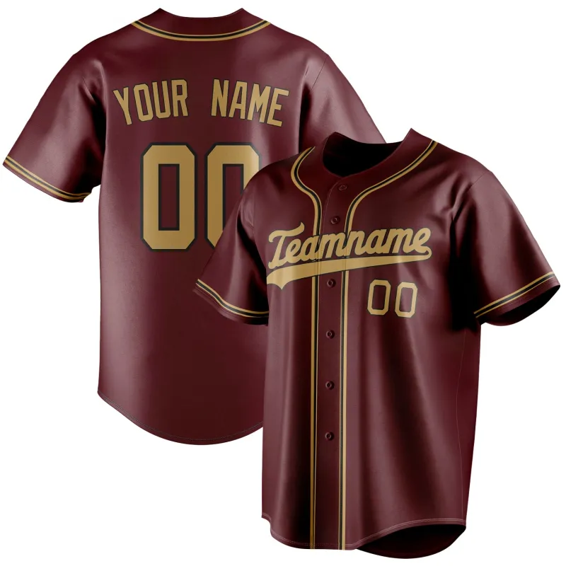 Custom Burgundy & Old Gold Color Fan Baseball Jersey sold by Tailorly